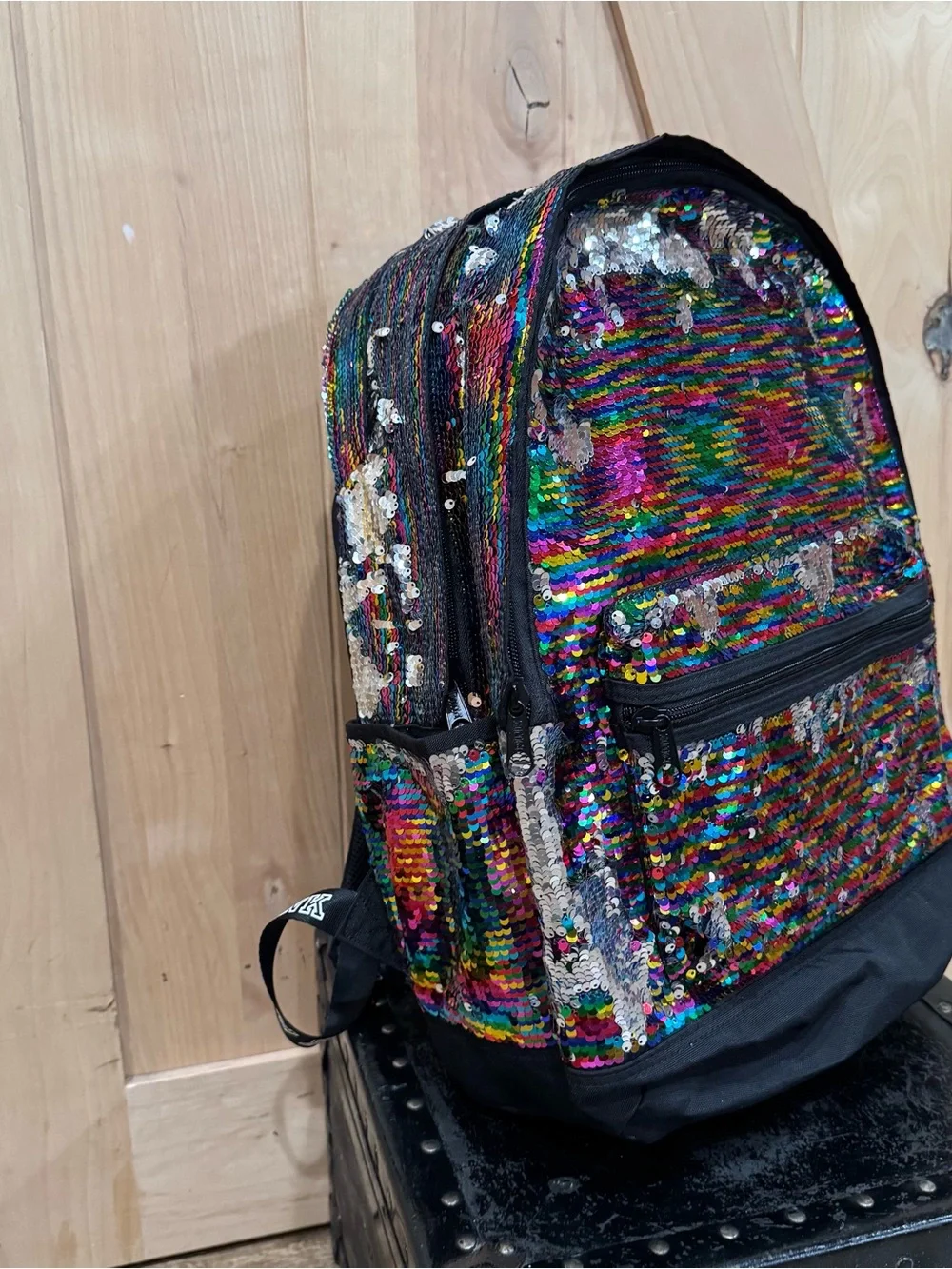 Victoria’s Secret PINK Rainbow Multi Sparkle Sequin Backpack Schoolbag Bag